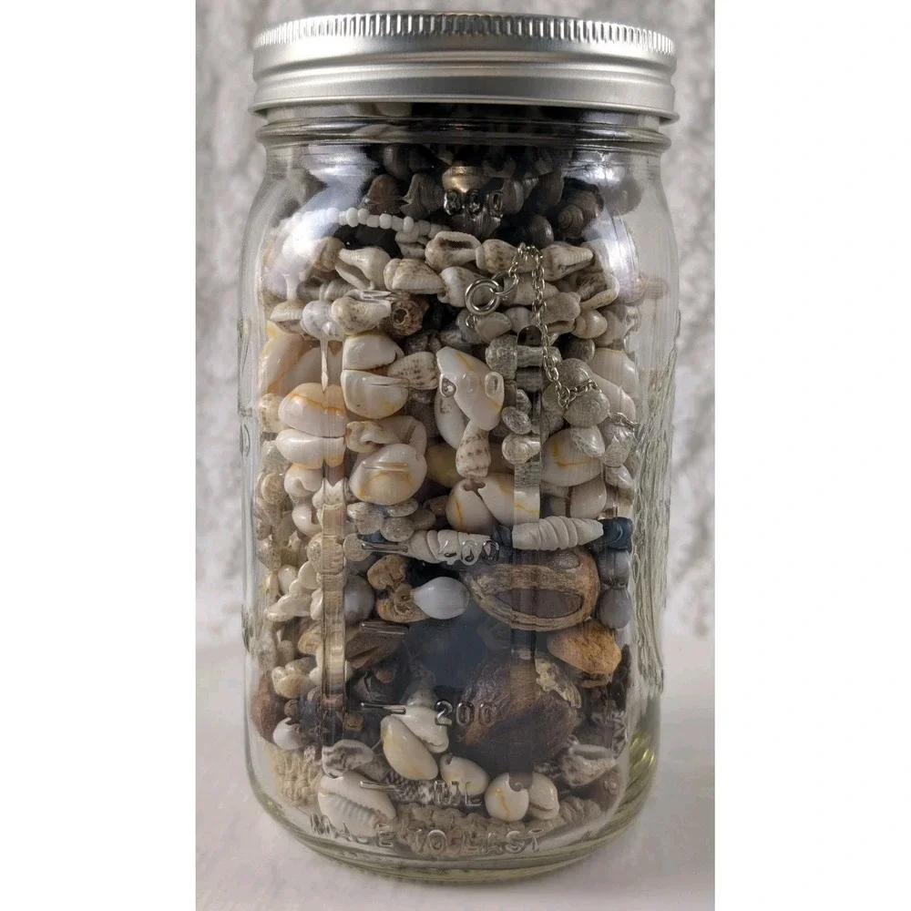 32 Oz Shell Jewelry Mystery Jar Wearable Seashell Necklaces Bracelets Mixed Lot